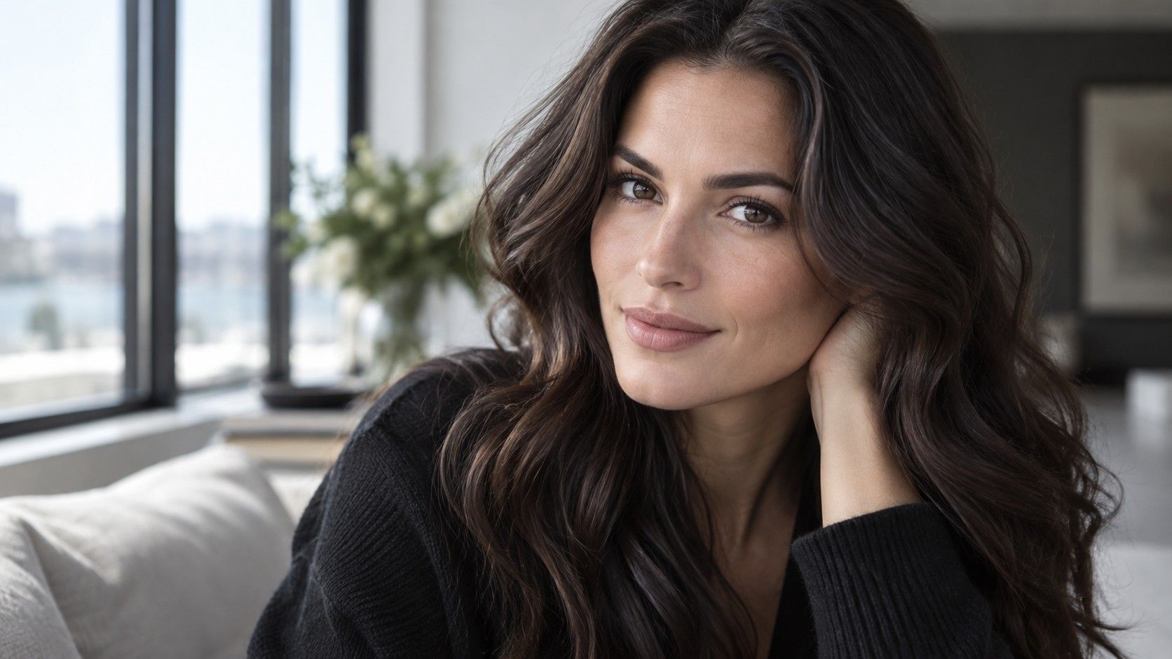 Glossy deep espresso brown hair colour